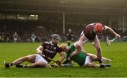 2 February 2020; Aidan Harte, left, and TJ Brennan of Galway in action against Darren O’Connell of Limerick during the Allianz Hurling League Division 1 Group A Round 2 match between Limerick and Galway at LIT Gaelic Grounds in Limerick. Photo by Diarmuid Greene/Sportsfile