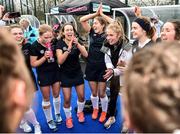 2 February 2020; Loreto Beaufort coach Hannah Matthews, second from right, celebrates with her players following the Leinster Hockey Schoolgirls Senior Cup Final match between Newpark Comprehensive and Loreto Beaufort at the National Hockey Stadium in UCD, Dublin. Photo by Sam Barnes/Sportsfile