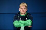 3 February 2020; Lewis Finlay poses for a portrait following an Ireland U20 Rugby press conference in the Sport Ireland National Indoor Arena at the Sport Ireland Campus in Dublin. Photo by Ramsey Cardy/Sportsfile