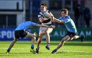 3 February 2020; Daniel Cox of Belvedere College is tackled by Paddy Wood, left, and Billy O'Donahoe of St Michael's College during the Bank of Ireland Leinster Schools Junior Cup First Round match between St Michael’s College and Belvedere College at Energia Park in Donnybrook, Dublin. Photo by Piaras Ó Mídheach/Sportsfile