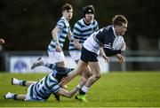 3 February 2020; Tadhg Brophy of Newbridge College is tackled by Sonny Kehoe of St Gerard's School during the Bank of Ireland Leinster Schools Junior Cup First Round match between Newbridge College and St Gerard’s School at Templeville Road in Dublin. Photo by Harry Murphy/Sportsfile