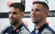 3 February 2020; Conor Murray, left, and John Cooney during an Ireland Rugby press conference in the Sport Ireland National Indoor Arena at the Sport Ireland Campus in Dublin. Photo by Ramsey Cardy/Sportsfile