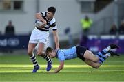 3 February 2020; Andre Ryan of Belvedere College is tackled by Jules Fenelon of St Michael's College during the Bank of Ireland Leinster Schools Junior Cup First Round match between St Michael’s College and Belvedere College at Energia Park in Donnybrook, Dublin. Photo by Piaras Ó Mídheach/Sportsfile