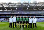 18 January 2020; Referee Seán Stack with his officials before the AIB GAA Hurling All-Ireland Junior Club Championship Final between Russell Rovers and Conahy Shamrocks at Croke Park in Dublin. Photo by Piaras Ó Mídheach/Sportsfile