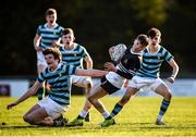 3 February 2020; Tadhg Brophy of Newbridge College is tackled by Robert Foley of St Gerard's School during the Bank of Ireland Leinster Schools Junior Cup First Round match between Newbridge College and St Gerard’s School at Templeville Road in Dublin. Photo by Harry Murphy/Sportsfile
