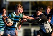 3 February 2020; Benjamin Crowe of St Gerard's School is tackled by Stephen Menton of Newbridge College during the Bank of Ireland Leinster Schools Junior Cup First Round match between Newbridge College and St Gerard’s School at Templeville Road in Dublin. Photo by Harry Murphy/Sportsfile