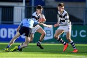 3 February 2020; Jonathan Lynch of Belvedere College in action against Paddy Wood of St Michael's College during the Bank of Ireland Leinster Schools Junior Cup First Round match between St Michael’s College and Belvedere College at Energia Park in Donnybrook, Dublin. Photo by Piaras Ó Mídheach/Sportsfile