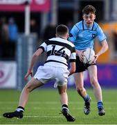 3 February 2020; Matthew Green-Delaney of St Michael's College in action against Ivor Cuddy of Belvedere College during the Bank of Ireland Leinster Schools Junior Cup First Round match between St Michael’s College and Belvedere College at Energia Park in Donnybrook, Dublin. Photo by Piaras Ó Mídheach/Sportsfile