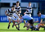 3 February 2020; Ivor Cuddy of Belvedere College is tackled by Billy O'Donahoe of St Michael's College during the Bank of Ireland Leinster Schools Junior Cup First Round match between St Michael’s College and Belvedere College at Energia Park in Donnybrook, Dublin. Photo by Piaras Ó Mídheach/Sportsfile