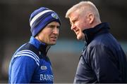 2 February 2020; Laois manager Eddie Brennan, left, with coach Dave Moriarty prior to the Allianz Hurling League Division 1 Group B Round 2 match between Dublin and Laois at Parnell Park in Dublin. Photo by Brendan Moran/Sportsfile