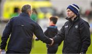 2 February 2020; Laois manager Eddie Brennan, right, shakes hands with Dublin manager Mattie Kenny after the Allianz Hurling League Division 1 Group B Round 2 match between Dublin and Laois at Parnell Park in Dublin. Photo by Brendan Moran/Sportsfile
