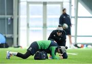 4 February 2020; Jonathan Sexton and team physio Colm Fuller during Ireland Rugby squad training at the IRFU High Performance Centre at the Sport Ireland Campus in Dublin. Photo by Ramsey Cardy/Sportsfile