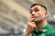 4 February 2020; Jordan Larmour during an Ireland Rugby press conference at the IRFU High Performance Centre at the Sport Ireland Campus in Dublin. Photo by Ramsey Cardy/Sportsfile