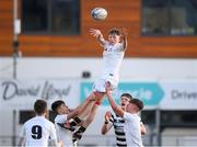 4 February 2020; Barra Lupton Smith of Presentation College, Bray takes the ball in the lineout during the Bank of Ireland Leinster Schools Junior Cup First Round match between Cistercian College, Roscrea and Presentation College, Bray at Energia Park in Dublin. Photo by Matt Browne/Sportsfile