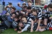 4 February 2020; Cistercian College, Roscrea players celebrate after the Bank of Ireland Leinster Schools Junior Cup First Round match between Cistercian College, Roscrea and Presentation College, Bray at Energia Park in Dublin. Photo by Matt Browne/Sportsfile