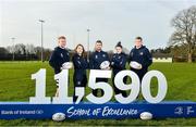 5 February 2020; In attendance, from left, are Leinster rugby players Ciarán Frawley, Daisy Earle, Rob Kearney, Judy Bobbett and Ross Molony at the 2020 Bank of Ireland Leinster Rugby School of Excellence launch in Kings Hospital, over 11,590 kids have taken part in the camp over the past 22 years and 600 places already sold for this summer. Photo by David Fitzgerald/Sportsfile