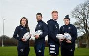 5 February 2020; In attendance, from left, are Leinster rugby players Daisy Earle, Rob Kearney, Ciarán Frawley and Judy Bobbett at the 2020 Bank of Ireland Leinster Rugby School of Excellence launch in Kings Hospital, over 11,590 kids have taken part in the camp over the past 22 years and 600 places already sold for this summer. Photo by David Fitzgerald/Sportsfile