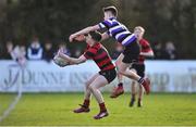 5 February 2020; Andrew Moore of Kilkenny College in action against Daniel Martin of Terenure College during the Bank of Ireland Leinster Schools Junior Cup First Round match between Terenure College and Kilkenny College at Naas RFC in Naas, Kildare. Photo by Piaras Ó Mídheach/Sportsfile