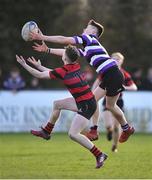 5 February 2020; Andrew Moore of Kilkenny College in action against Daniel Martin of Terenure College during the Bank of Ireland Leinster Schools Junior Cup First Round match between Terenure College and Kilkenny College at Naas RFC in Naas, Kildare. Photo by Piaras Ó Mídheach/Sportsfile