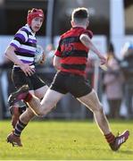 5 February 2020; Daniel Martin of Terenure College in action against Andrew Moore of Kilkenny College during the Bank of Ireland Leinster Schools Junior Cup First Round match between Terenure College and Kilkenny College at Naas RFC in Naas, Kildare. Photo by Piaras Ó Mídheach/Sportsfile
