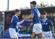 5 February 2020; Seán O’Connell, and Aaron O’Brien of St Mary’s College celebrate their side's second try during the Bank of Ireland Leinster Schools Junior Cup First Round match between Gonzaga College and St Mary’s College at Energia Park in Dublin. Photo by Daire Brennan/Sportsfile
