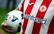 5 February 2020; A detailed view the Sligo Rovers crest and jersey during the launch of the 2020 SSE Airtricity League season at the Sport Ireland National Indoor Arena in Dublin. Photo by Stephen McCarthy/Sportsfile