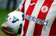 5 February 2020; A detailed view the Sligo Rovers crest and jersey during the launch of the 2020 SSE Airtricity League season at the Sport Ireland National Indoor Arena in Dublin. Photo by Stephen McCarthy/Sportsfile