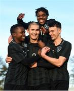 5 February 2020; Ray Sullivan of Cabra, centre, celebrates with team-mates after scoring his side's second goal of the game during the FAI-ETB Bobby Smith Cup Final match between FAI-ETB Cabra and FAI-ETB Irishtown at FAI National Training Centre at the Sport Ireland Campus in Dublin. Photo by Eóin Noonan/Sportsfile