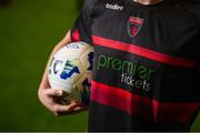 5 February 2020; A detailed view of the Wexford crest on their jersey during the launch of the 2020 SSE Airtricity League season at the Sport Ireland National Indoor Arena in Dublin. Photo by Stephen McCarthy/Sportsfile