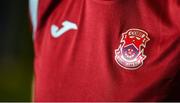 5 February 2020; A detailed view of the Cobh Ramblers crest on their jersey during the launch of the 2020 SSE Airtricity League season at the Sport Ireland National Indoor Arena in Dublin. Photo by Stephen McCarthy/Sportsfile