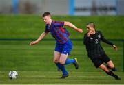 5 February 2020; Liam McGrath of Irishtown in action against Ray Sullivan of Cabra during the FAI-ETB Bobby Smith Cup Final match between FAI-ETB Cabra and FAI-ETB Irishtown at FAI National Training Centre at the Sport Ireland Campus in Dublin. Photo by Eóin Noonan/Sportsfile