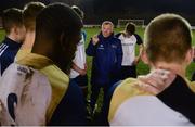 5 February 2020; Ulster University head coach Stephen Small speaks to his players following the Rustlers IUFU Collingwood Cup Final match between DCU and Ulster University at Dalymount Park in Dublin. Photo by Sam Barnes/Sportsfile