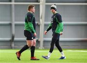 6 February 2020; Tadhg Furlong, left, and Jonathan Sexton during Ireland Rugby squad training at the IRFU High Performance Centre at the Sport Ireland Campus in Dublin. Photo by Brendan Moran/Sportsfile