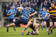 6 February 2020; John Cadogan of Castleknock College is tackled by Paidi Doyle of CBS Wexford during the Bank of Ireland Leinster Schools Junior Cup First Round match between CBS Wexford and Castleknock College at Greystones RFC in Wicklow. Photo by Matt Browne/Sportsfile
