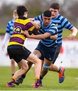 6 February 2020; Wili Khwaja of Castleknock College is tackled by William Murphy of CBS Wexford during the Bank of Ireland Leinster Schools Junior Cup First Round match between CBS Wexford and Castleknock College at Greystones RFC in Wicklow. Photo by Matt Browne/Sportsfile