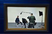 6 February 2020; Ireland captain Jonathan Sexton is interviewed by television during an Ireland Rugby press conference at the Sport Ireland National Indoor Arena at the Sport Ireland Campus in Dublin. Photo by Brendan Moran/Sportsfile