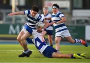 6 February 2020; Eoghan Walsh of Blackrock College is tackled by Francis Manzocchi of St Andrew's College during the Bank of Ireland Leinster Schools Junior Cup First Round match between St Andrew’s College and Blackrock College at Energia Park in Donnybrook, Dublin. Photo by Eóin Noonan/Sportsfile