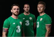 6 June 2017; Robbie Brady, John O'Shea, and Jeff Hendrick during a Republic of Ireland Portrait Session at the Castleknock Hotel in Dublin. Photo by David Maher/Sportsfile