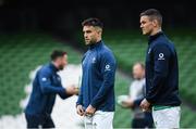 7 February 2020; Conor Murray, left, and Jonathan Sexton during the Ireland Rugby captain's run at the Aviva Stadium in Dublin. Photo by Ramsey Cardy/Sportsfile