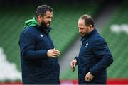 7 February 2020; Head coach Andy Farrell, left, and assistant coach Mike Catt during the Ireland Rugby captain's run at the Aviva Stadium in Dublin. Photo by Ramsey Cardy/Sportsfile