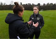 7 February 2020; Heather Jameson, UEFA B Licence participant, right, in converstion with FAI coach educator Pearl Slattery during a UEFA Female-only B Licence Coaching Course at Fota Island Resort, Cork. Photo by Matt Browne/Sportsfile