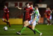 7 February 2020; Aaron Dobbs of Shelbourne in action against Leigh Kavanagh of Bray Wanderers during the Pre-Season Friendly match between Shelbourne and Bray Wanderers at Tolka Park in Dublin. Photo by Ben McShane/Sportsfile