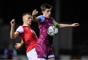 7 February 2020; Jake Hyland of Drogheda United in action against Jamie Lennon of St Patrick's Athletic during the pre-season friendly match between St Patrick's Athletic and Drogheda United at Richmond Park in Dublin. Photo by Seb Daly/Sportsfile