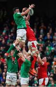 8 February 2020; James Ryan of Ireland wins a line-out ahead of Alun Wyn Jones of Wales during the Guinness Six Nations Rugby Championship match between Ireland and Wales at Aviva Stadium in Dublin. Photo by Brendan Moran/Sportsfile