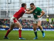 8 February 2020; Jordan Larmour of Ireland is tackled by Nick Tompkins of Wales during the Guinness Six Nations Rugby Championship match between Ireland and Wales at Aviva Stadium in Dublin. Photo by David Fitzgerald/Sportsfile