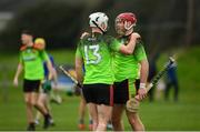 8 February 2020; Jerry Kelly, right, and Chris Nolan of IT Carlow celebrate following the Fitzgibbon Cup Semi-Final match between Mary Immaculate College Limerick and IT Carlow at Dublin City University Sportsgrounds. Photo by Sam Barnes/Sportsfile