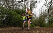 8 February 2020; Brian Maher of Kilkenny City Harriers, right, on his way to winning the Masters Men Cross Country ahead of eventual second place finisher Peter Arthur of Liffey Valley AC, Dublin, during the Irish Life Health National Intermediate, Master, Juvenile B & Relays Cross Country at Avondale in Rathdrum, Co Wicklow. Photo by Matt Browne/Sportsfile