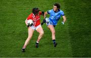 8 February 2020; Áine O'Sullivan of Cork in action against Leah Caffrey of Dublin during the Lidl Ladies National Football League Division 1 Round 3 match between Dublin and Cork at Croke Park in Dublin. Photo by Stephen McCarthy/Sportsfile