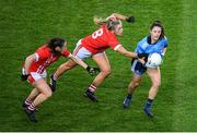 8 February 2020; Siobhán Woods of Dublin in action against Maire O'Callaghan and Áine O'Sullivan, left, of Cork during the Lidl Ladies National Football League Division 1 Round 3 match between Dublin and Cork at Croke Park in Dublin. Photo by Stephen McCarthy/Sportsfile