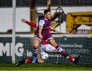 7 February 2020; Chris Lyons of Drogheda United in action against Rory Feely of St Patrick's Athletic during the pre-season friendly match between St Patrick's Athletic and Drogheda United at Richmond Park in Dublin. Photo by Seb Daly/Sportsfile
